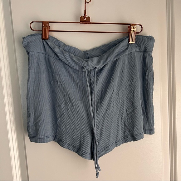 Hanky Panky light blue drawstring soft lounge wear sleep wear Eco Rib Short - Picture 3 of 6